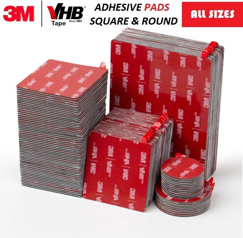 3M DOUBLE SIDED STICKY PADS Strong Heavy VHB Adhesive Mounting Tape Square